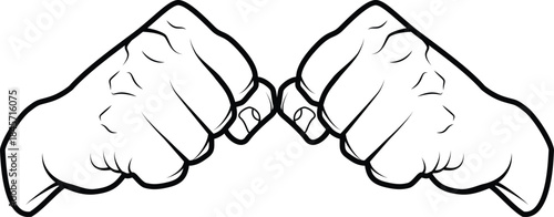 Two Fists Facing Each Other Outline