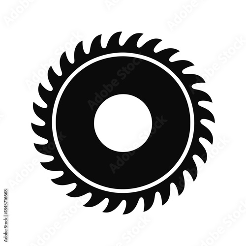Black Silhouette Circular Saw Blade Icon Vector