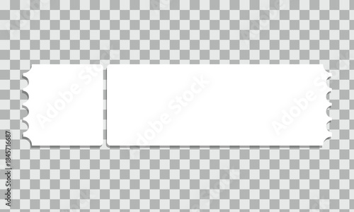 Admit one tickets mockups. Empty flat templates. Vector Illustration.
