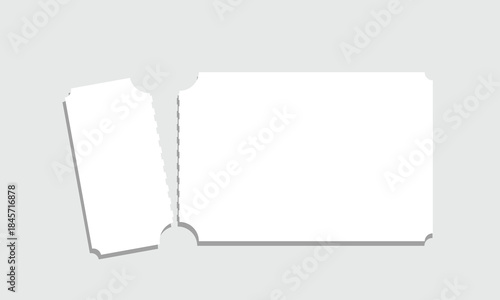 Admit one tickets mockups. Empty flat templates. Vector Illustration.
