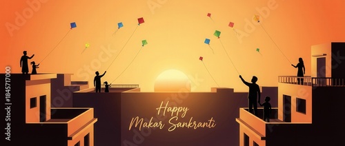 Wallpaper Mural Happy makar sankranti card illustration. Torontodigital.ca