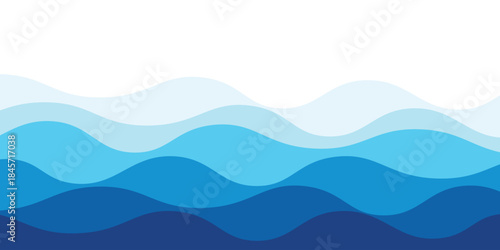 Sea waves layered vector background illustration and sea beach vector illustration.