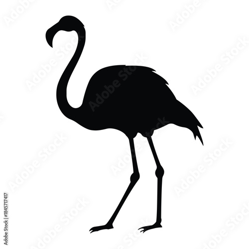 Flamingo vector icon. Vector illustration of a flamingo silhouette. Summer bird cute standing flamingo silhouette. Bird Vector illustration.