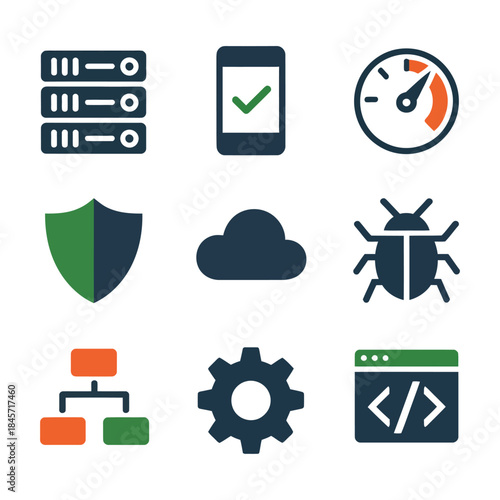 Link building and global seo network icon collection with chain globe connection growth security flat vector illustration