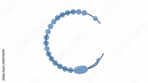A blue beaded bracelet with a smooth oval centerpiece and adjustable cord closure on a white background.