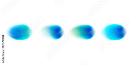 Abstract gradient blur colors, smoothly blue and green. The liquid and fluid shapes in dynamic visual effect. Flat vector illustration isolated on white background.