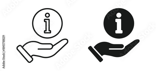 Information support icon set in outline and silhouette style representing help service, guidance, customer assistance, and informational support vector illustration