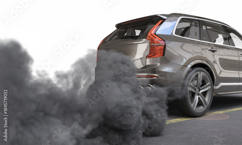 Foto Car exhaust pipe emitting thick black smoke 3d