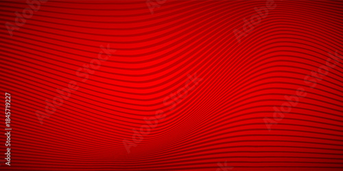 Sensual Red Fluid Wave Background. Smooth Flowing Gradient Curve on Black. Modern trendy design in Vector Illustration
