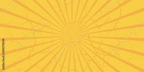 Circus background of spiral yellow orange rays vector illustration. Vintage radial pattern with sunbeams or starburst strip. Circus, carnival, summer fair or chapiteau backdrop.