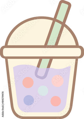 Illustration of Boba Tea with Straw