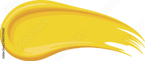 Yellow paint stroke on transparent backdrop, bright liquid cosmetic smear art, creative background design element