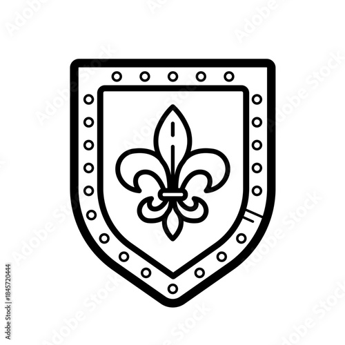 Medieval knight shield line vector icon