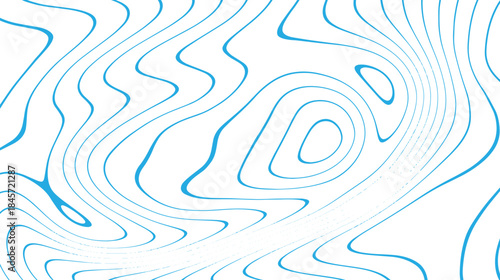 Abstract blue contour line pattern inspired by topographic maps. Flowing organic curves create a modern minimal geographic texture. Ideal background for mapping, design layouts, posters, and creative 
