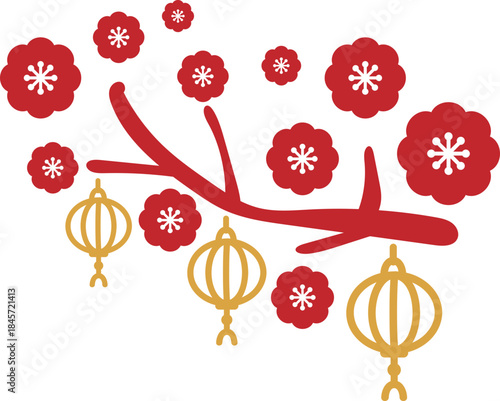 Plum Blossom Lantern Cluster For Chinese New Year