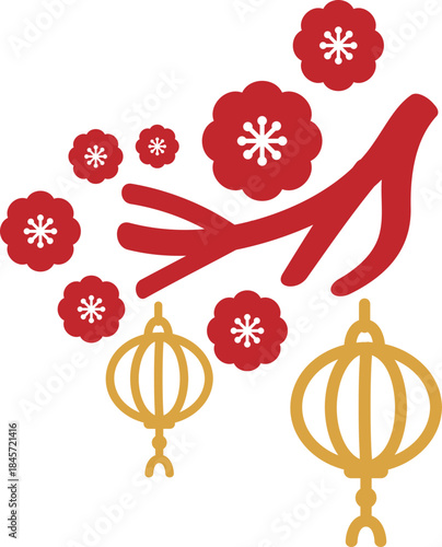 Chinese Plum Blossom Lantern Decorative Branch