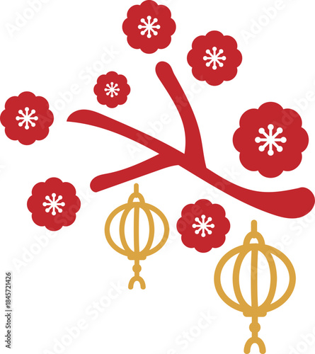 Red Plum Blossom Lantern Floral Decoration