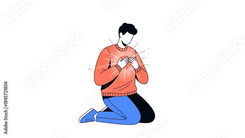 Illustration of a man with chest pain, heart attack or other medical condition