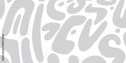 Abstract Grey Organic Shapes Background with Perspective. Minimalist Fluid Rounded Pattern. Modern trendy design in Vector Illustration