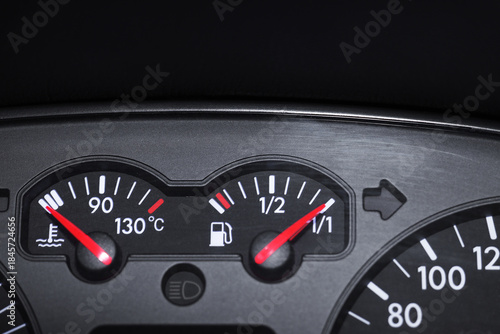 Car dashboard with fuel and...