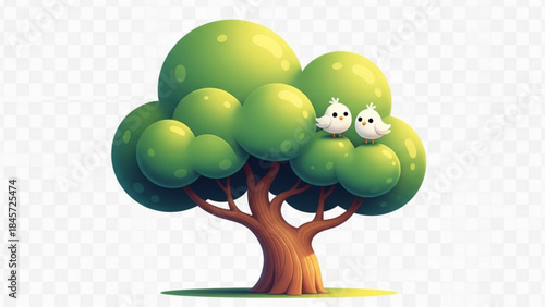 Couple of Bird on a Tree: Two small birds sit perched on a tree, surrounded by lush, green foliage, a symbol of serenity and connection, evoking a feeling of peace and harmony