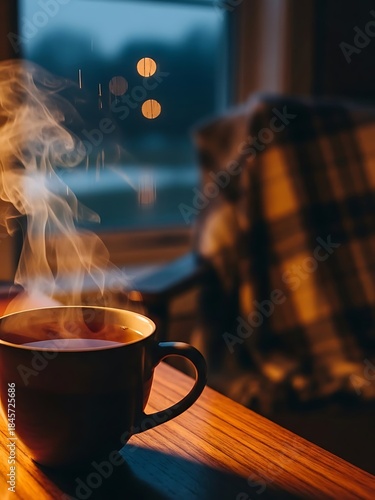 Cozy Evening at Home with Coffee and TV Show