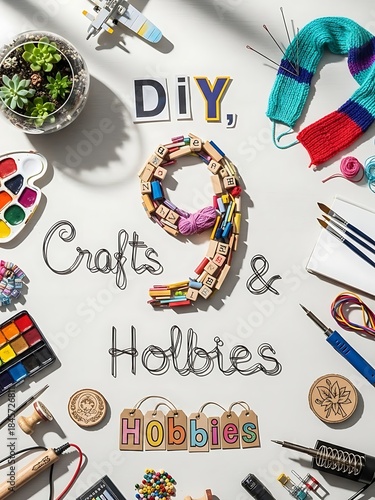 Creative DIY Crafts and Hobbies Setup with Tools and Materials