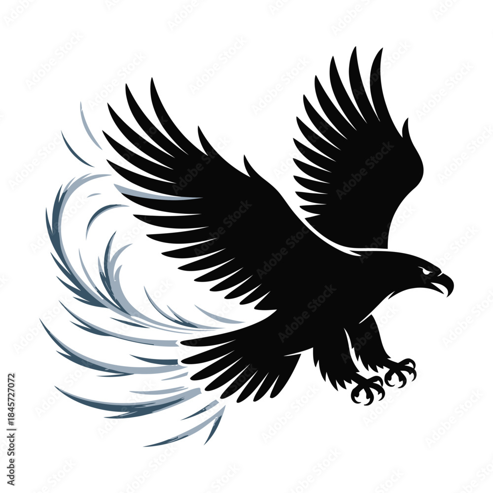 Fototapeta premium Black silhouette of a deer head with antlers isolated on