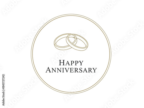 Elegant Anniversary Card with Gold Rings and a Minimalist Design for Special Celebration