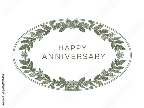 Elegant Anniversary Card Design with Floral Wreath and Festive Message