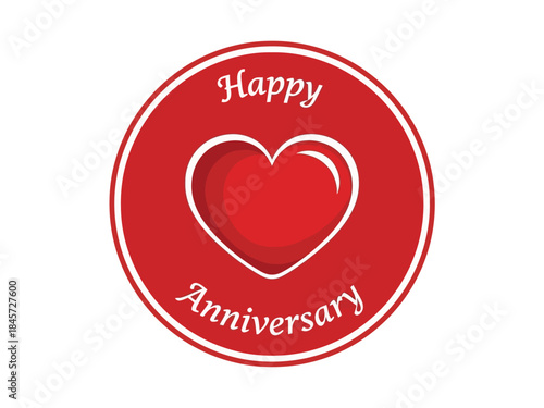 Happy Anniversary Heart A Heartfelt Celebration of Love and Togetherness in a Red Circle Illustration