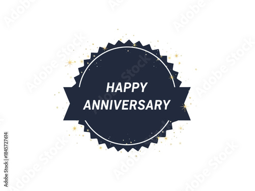 Elegant Happy Anniversary Badge with Gold Sparkle Accents
