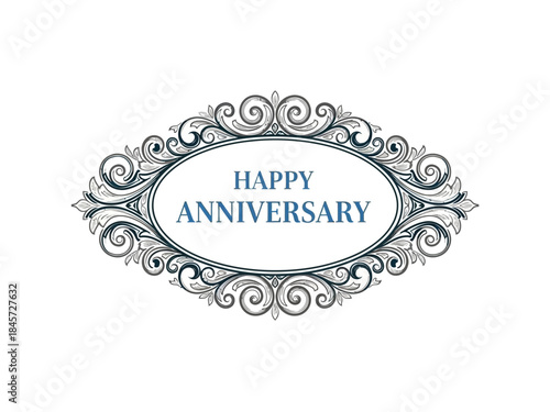 Elegant Anniversary Card Design with Swirling Floral Accents