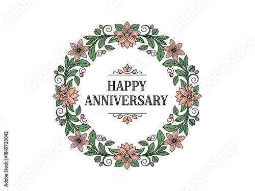 Elegant Anniversary Wreath Design with Floral Elements