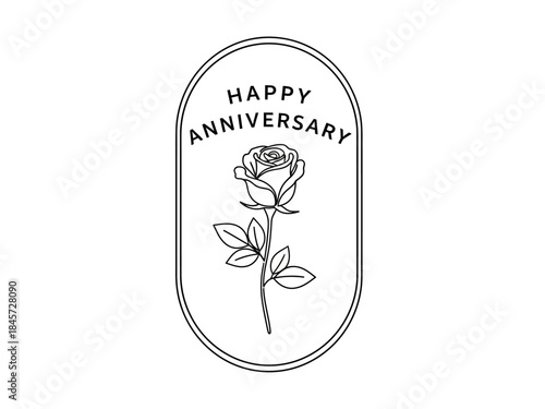 Elegant Anniversary Rose A Delicate Floral Celebration Illustration