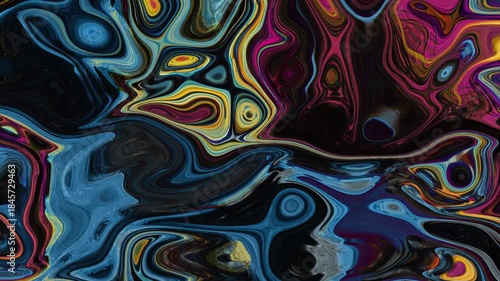 Abstract, dark colorful acid video background with smooth light waves and glowing lines. Dynamic and energetic, for video editing and intros