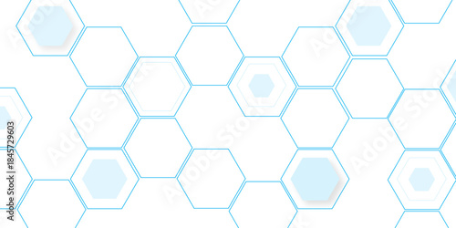 white and blue technology hexagonal abstract background. Abstract blue hexagon or digital technology background. Vector abstract graphic design banner pattern presentation background web template.	
