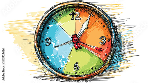 Unique Clock with Blue, Orange, Green Face & Red Second Hand for Modern Design Concepts