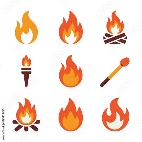 Industrial construction vehicle icon collection, dump truck excavator loader machinery symbols, heavy equipment transport theme, flat vector illustration