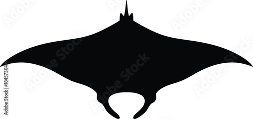 Silhouette of a manta ray isolated on transparent background