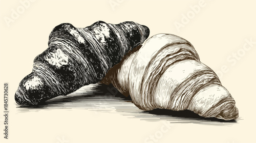 Delicious Croissant Drawing with Creative Illustration on Top