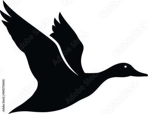 Flying duck silhouette isolated on transparent background