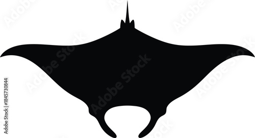Silhouette of a manta ray isolated on transparent background