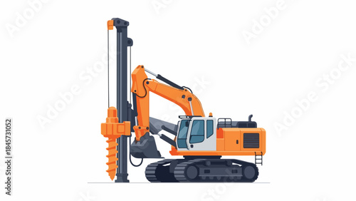 Construction machine with a drill for boring holes in the ground