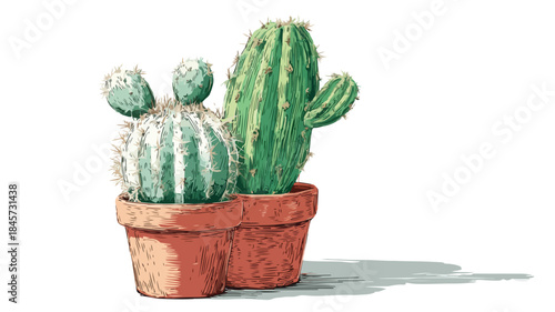 Botanical illustration of cactus plant in vector drawing