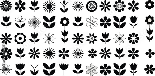 Collection of diverse floral silhouettes
