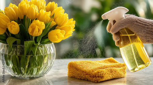 a person wiping down a kitc...