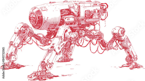 Red Robot Vector Illustration with Unique Design for Creative Projects