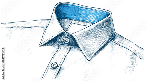 Blue Collar Shirt Vector Drawing for Professional Use