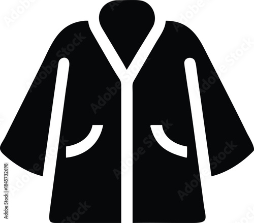 Black icon of a bathrobe with pockets dressing gown